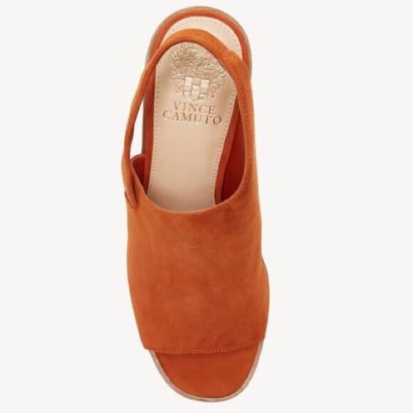 Vince Camuto Leather Peep-Toe Heeled Sandals Kaisly Burnt Orange - Picture 5 of 13